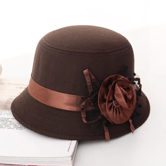 New Style Casual Ladies Big Brim Woolen Hat Dark Coffee - Shop at LoveMi