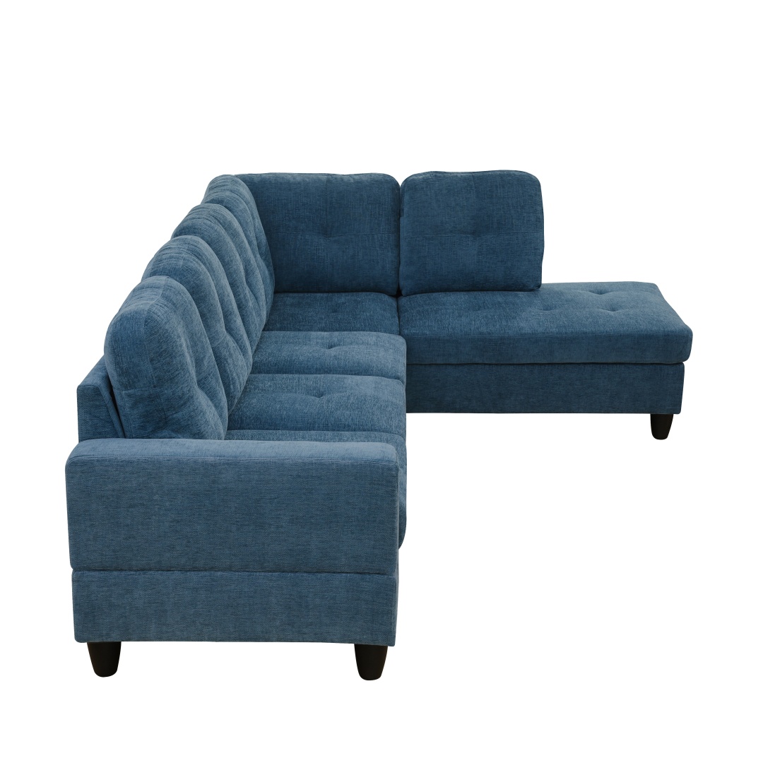 Pickup Only--Blue Flannel 3-Piece Couch Living Room Sofa Set