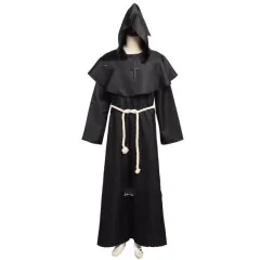 Medieval Monk Clothes Monk Robe Wizard Clothes Priest Clothes - Black - View 1