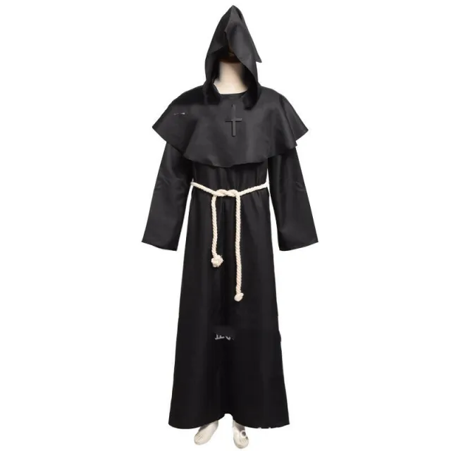 Medieval Monk Clothes Monk Robe Wizard Clothes Priest Clothes Black - Shop at LoveMi