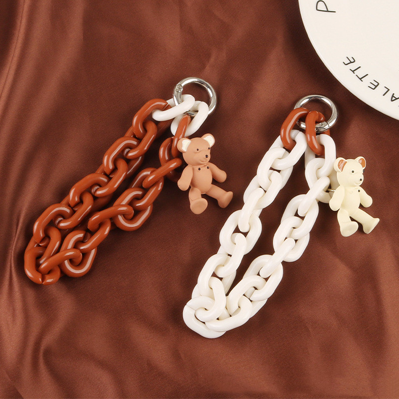 قلادة سلسلة مفاتيح سيارة بتصميم دب جالس ظريف