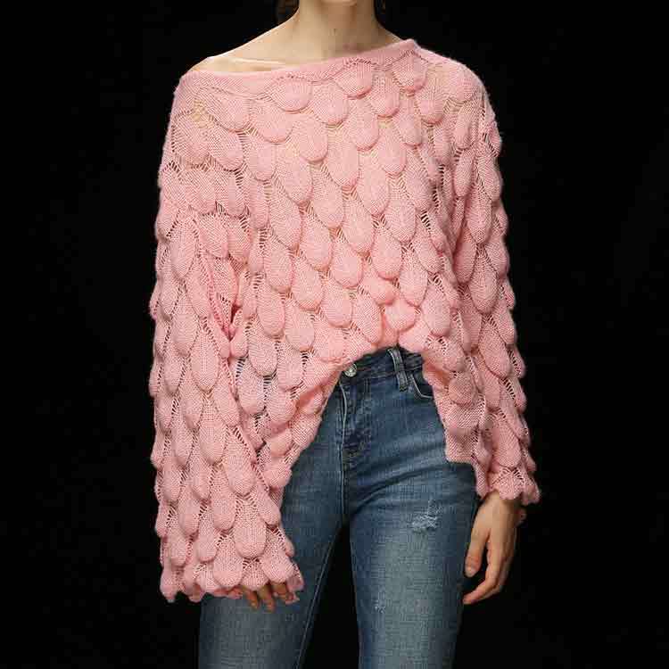 Title 9, Knit Flared Sleeve Leaf Sweater