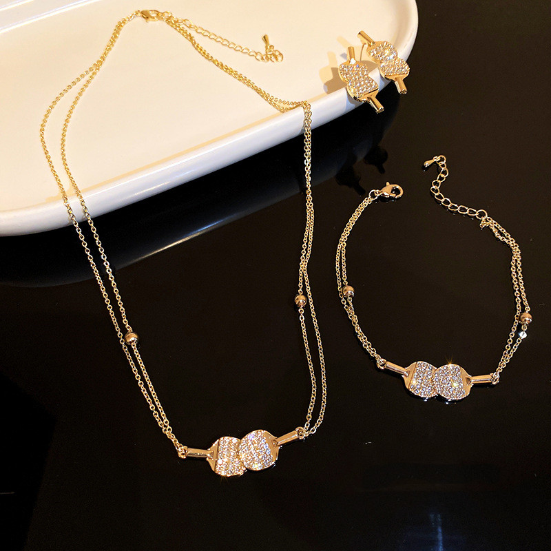 Zircon Table Tennis Racket Necklace