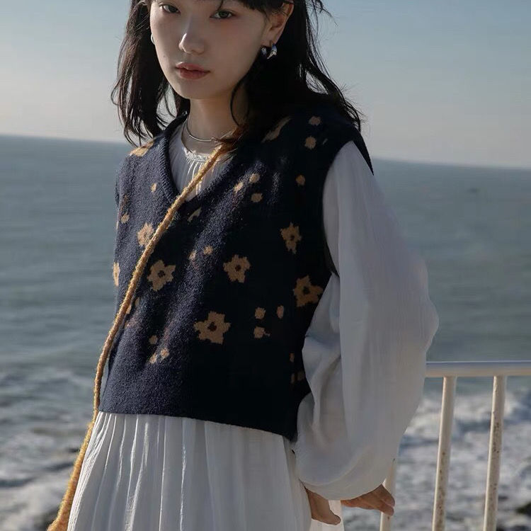 Coat Women's Jacquard Knitted Sweater Vest Top