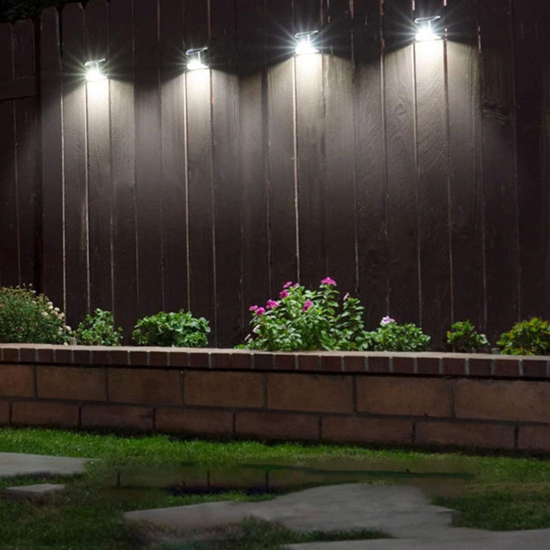 4PCS Super Bright Solar Powered Door Fence Wall Lights LED Outdoor Garden Lamp
