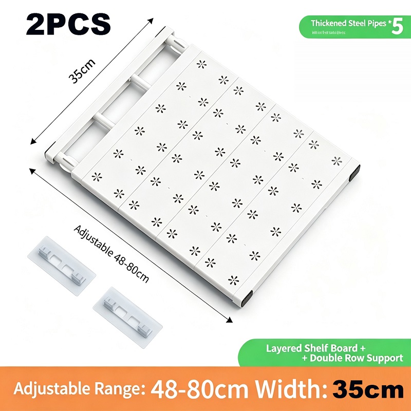 1 OR 2pcs Adjustable Extendable Closet Cupboard Storage Organizer Shelf Divider — image 10