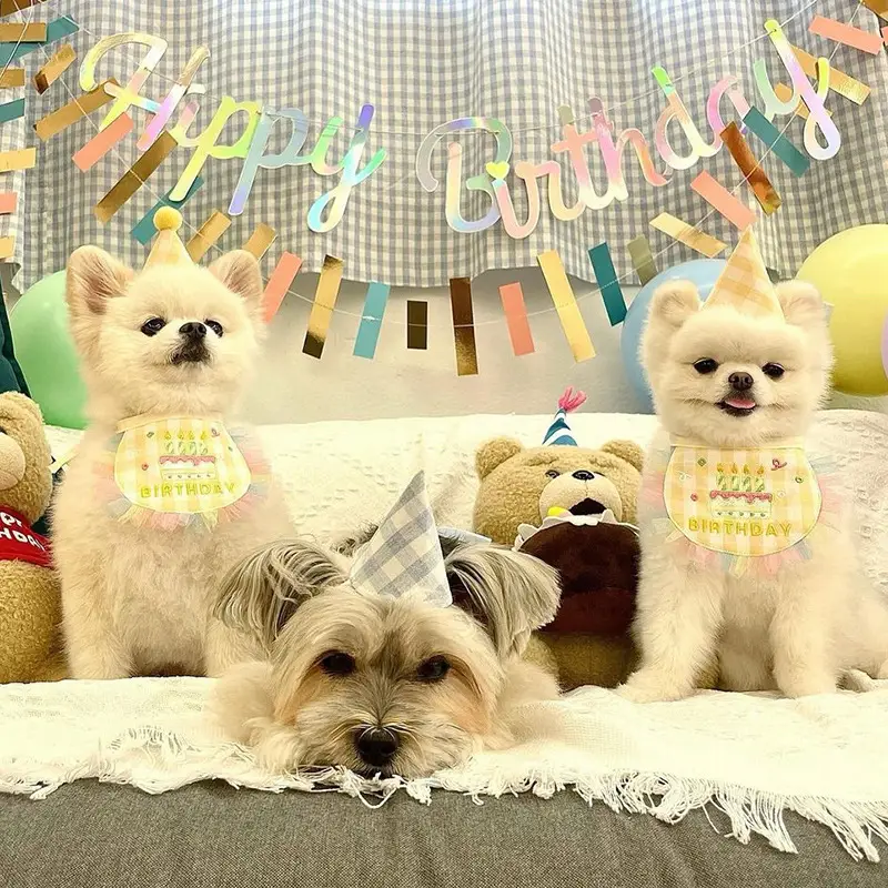 Dog Party Cake Bib Pet Birthday Saliva Towel