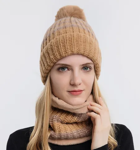 Wool Parent child Ladies Hat Mother And Baby Two piece Set Adult Khaki - Shop at LoveMi