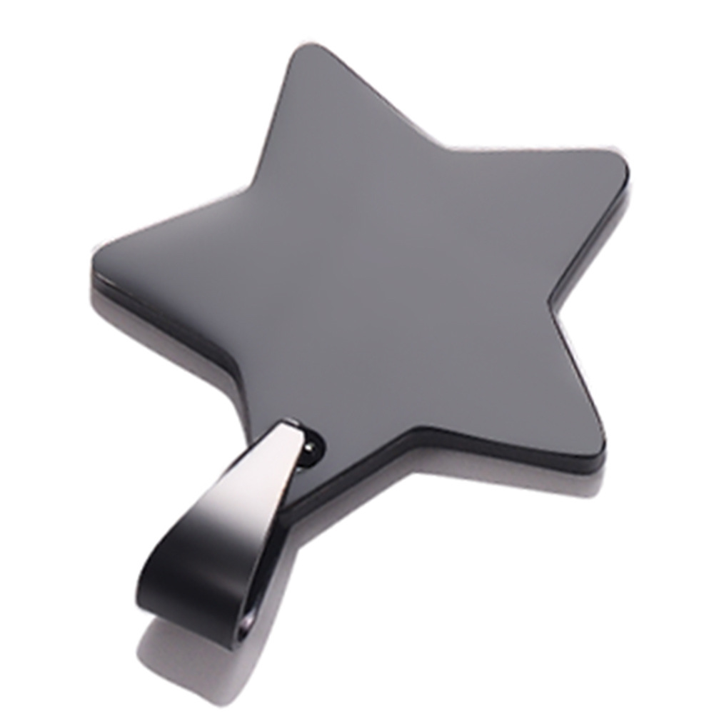 Stainless Steel Five pointed Star Tag, Titanium Steel Pendant Necklace Black - Shop at LoveMi