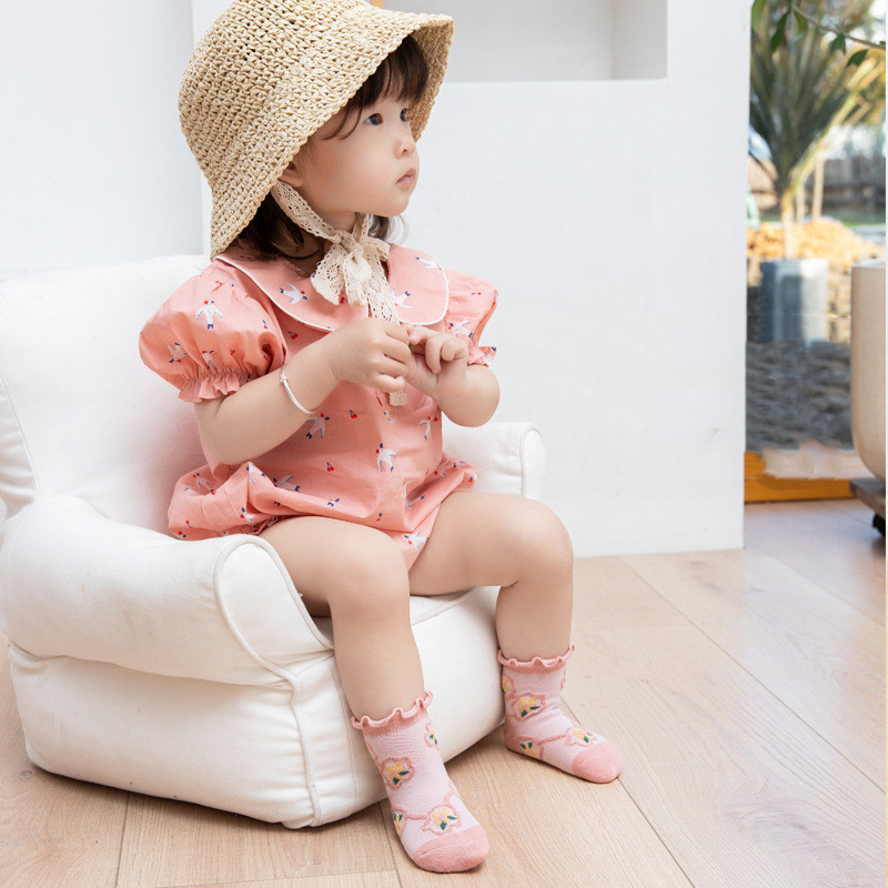 Thin Cotton Dark Pattern Children's Fruit Fungus Lace Socks