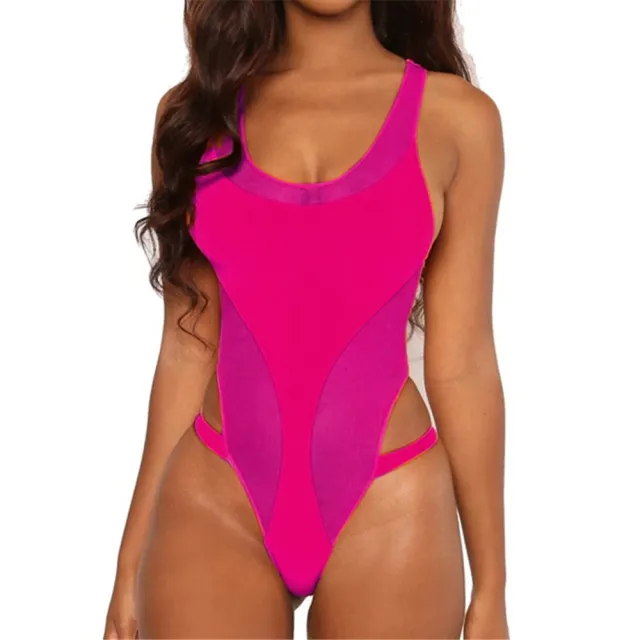 European And American Solid Color One piece Bikini Swimsuit Swimwear Rose - Shop at LoveMi