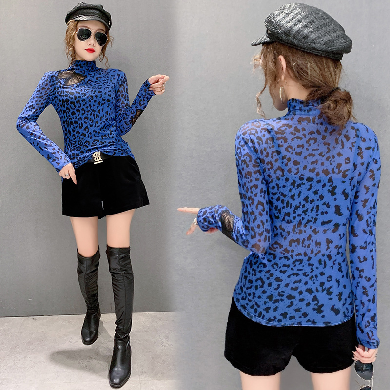 Title 3, Fashion Leopard Print Mesh Printed Shirt