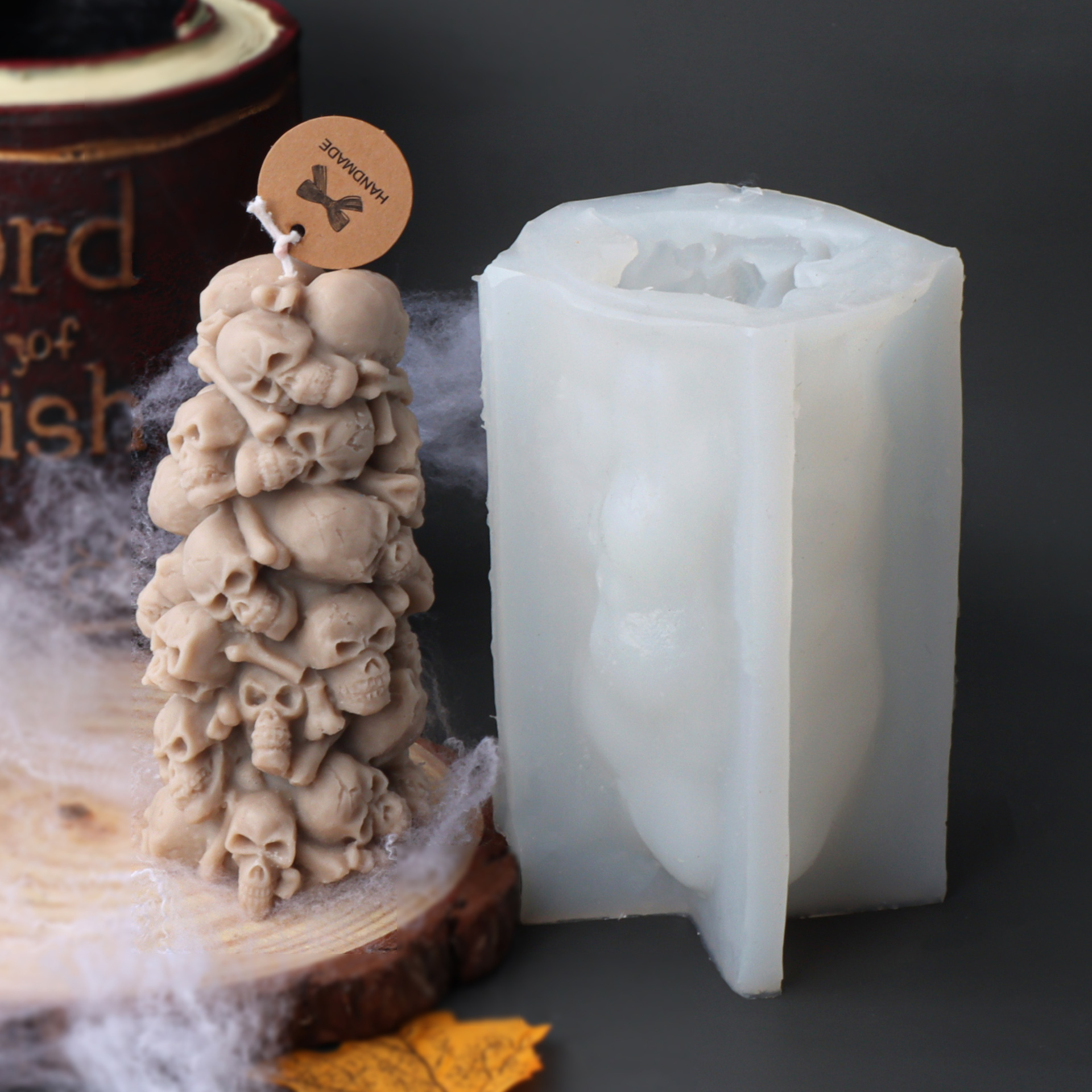New Handmade Embossed Skull Pylon Type Candle Mould - 11