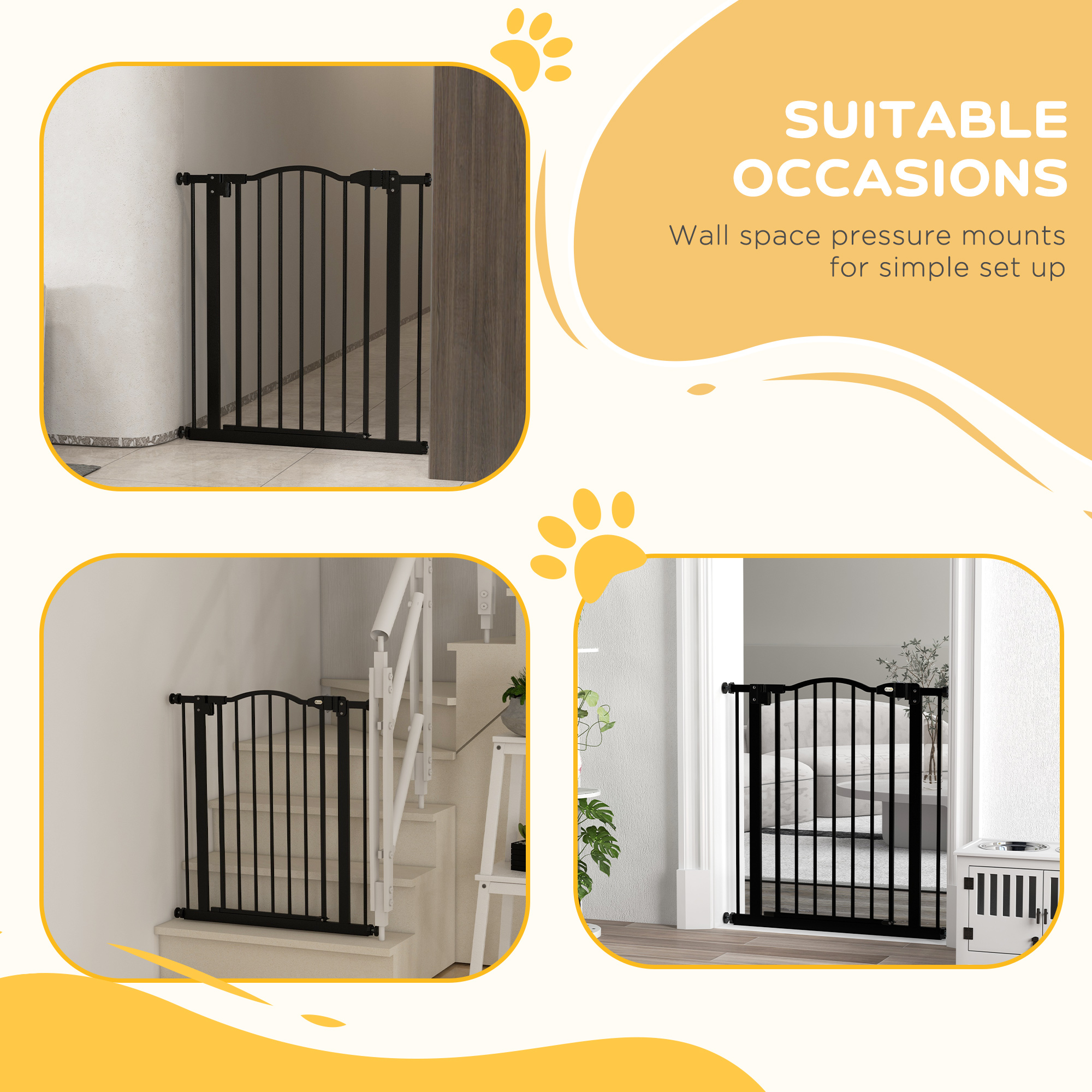 Metal Material, 74-80cm Adjustable Pet Safety Door With Automatic Closing, Black detail photo 8