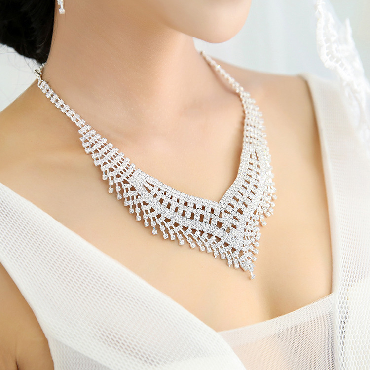 European And American Rhinestone Claw Chain Large Necklace Two-piece Accessories — foto 2
