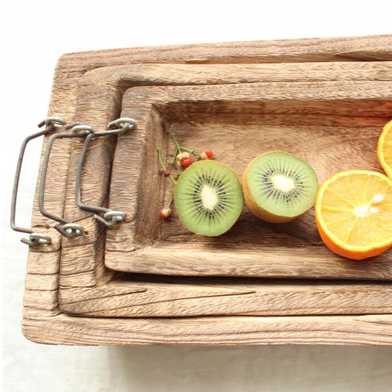 Title 7, Retro Rectangular Old Tray Wooden Fruit Plate