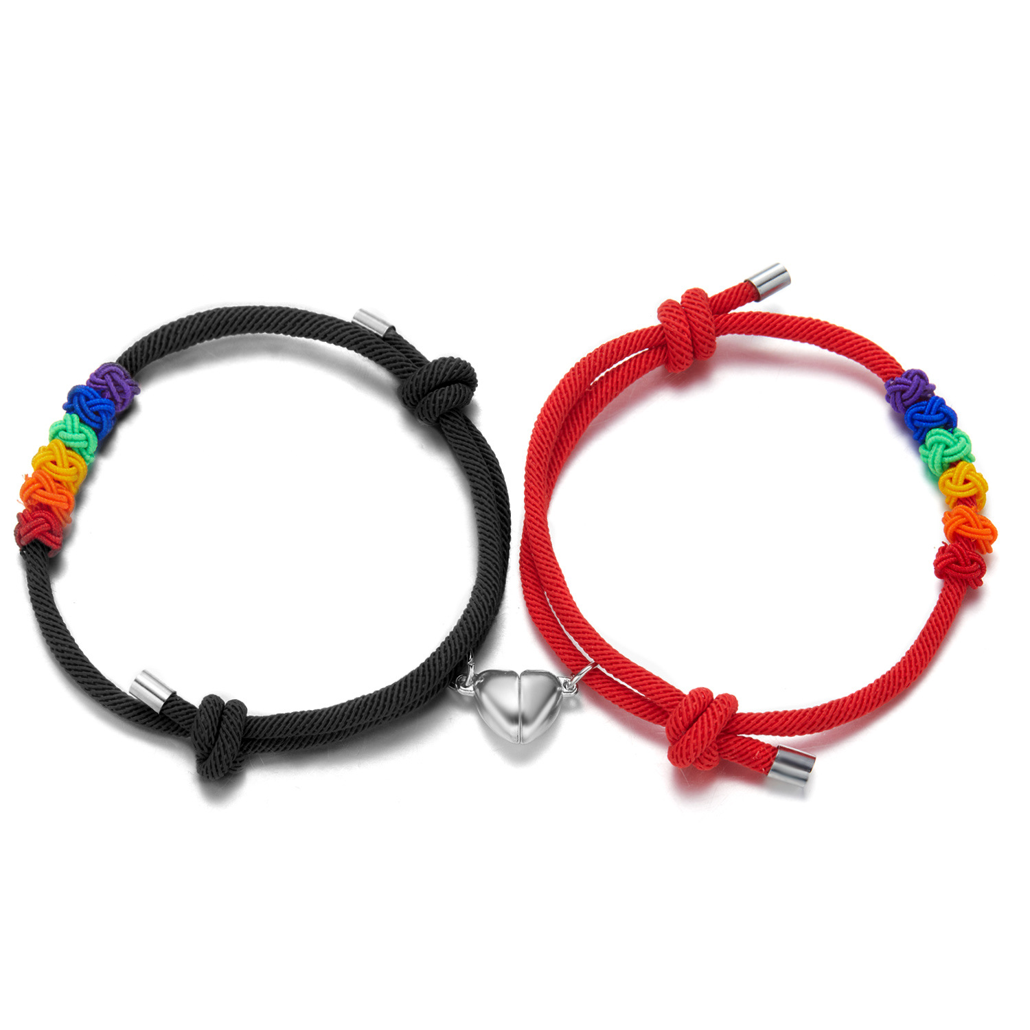 Title 5, Couple Alloy Magnetic Buckle Bracelet Rainbow P...