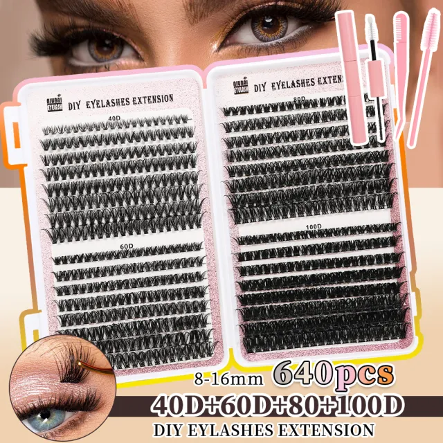 32 Rows Of Eyelashes Book Cluster 640 Segmented Lashes Set Style2 - Shop at LoveMi