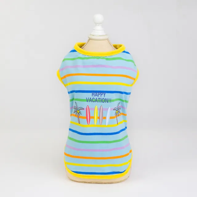 Pet Clothes Comfortable And Breathable Summer Leisure Printed Vest Light Blue - Shop at LoveMi