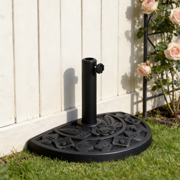20 Lbs Black Half Round Rose Pattern Outdoor Patio Umbrella Base Umbrella Stand For Patio, Yard, Garden, Poolside  Shipment From Walmart — foto 6