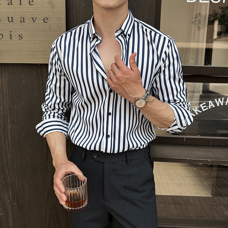Men's Long-sleeved Striped Shirt