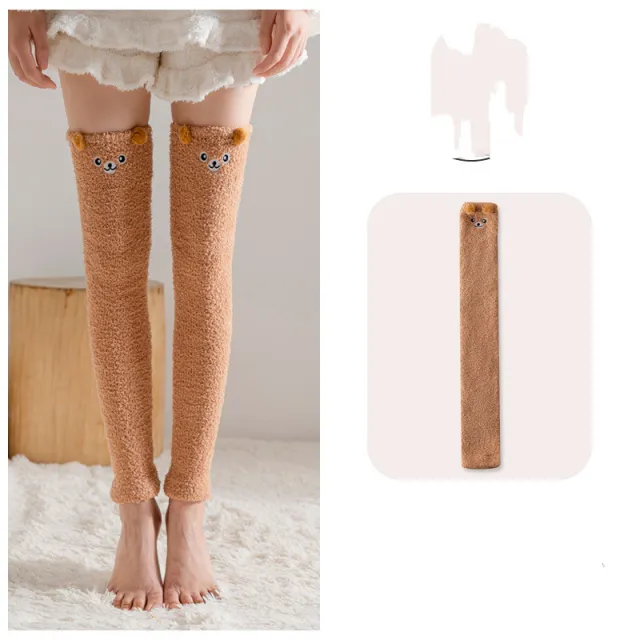 Coral Fleece Women's Autumn And Winter Overknee Long Boot Foot Sock Brown - Shop at LoveMi