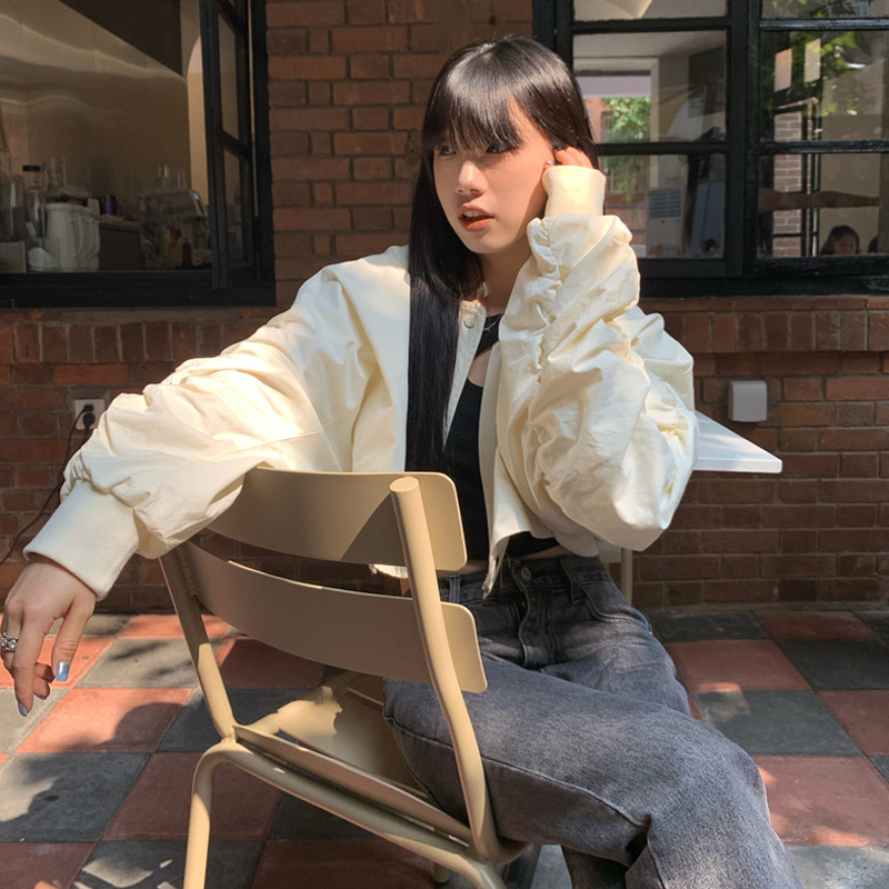 Women's Loose High Waist Solid Color Baseball Jersey