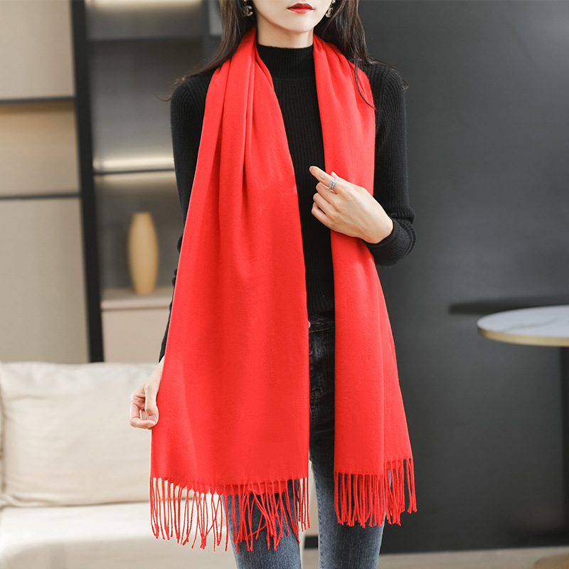 Winter Women's Dual-use Cashmere Solid Scarf