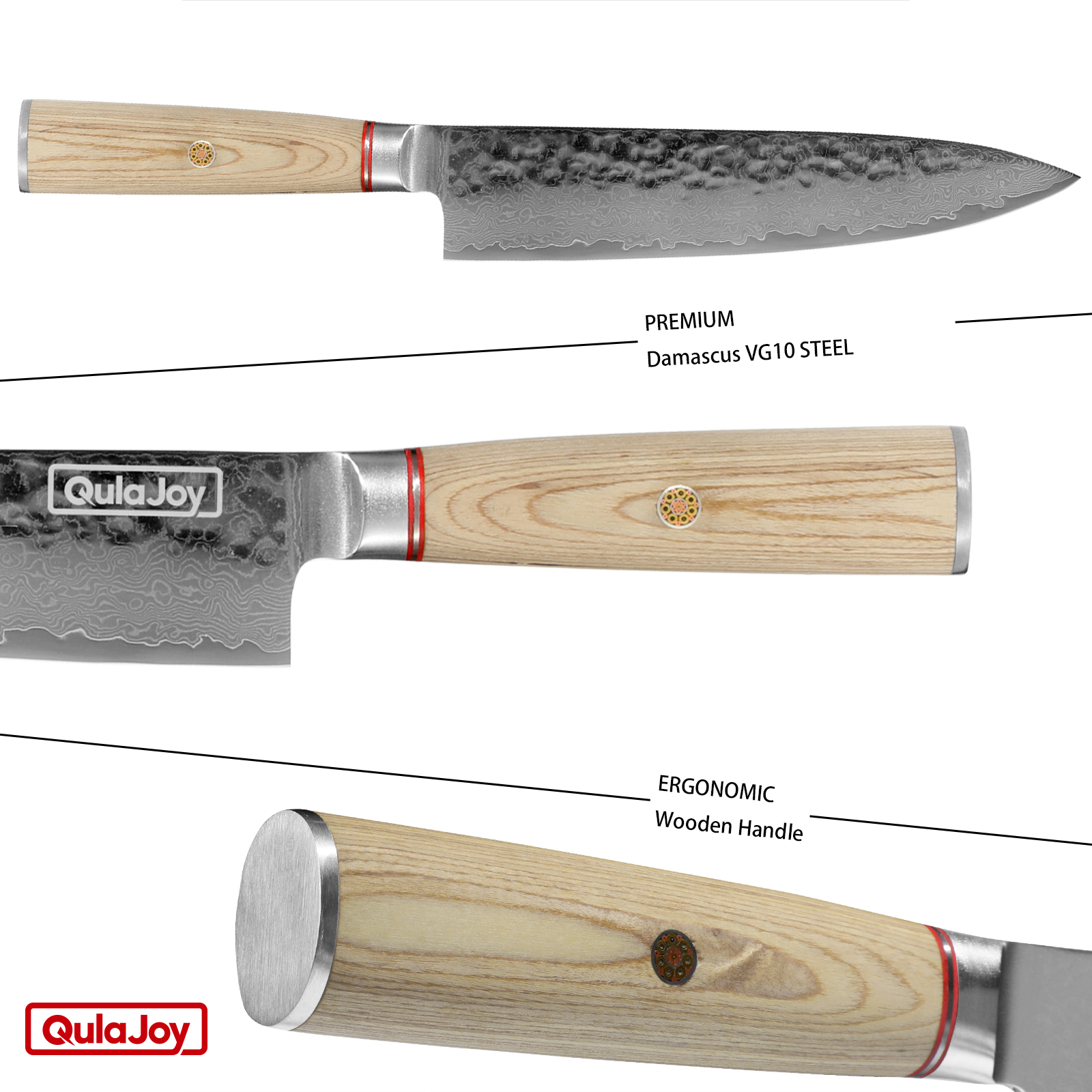 Qulajoy Nakiri Knife 6.9 Inch, Professional Vegetable Knife Japanese Kitchen Knives 67-Layers Damascus Chef Knife, Cooking Knife For Home Outdoor With Ergonomic Wood Handle.