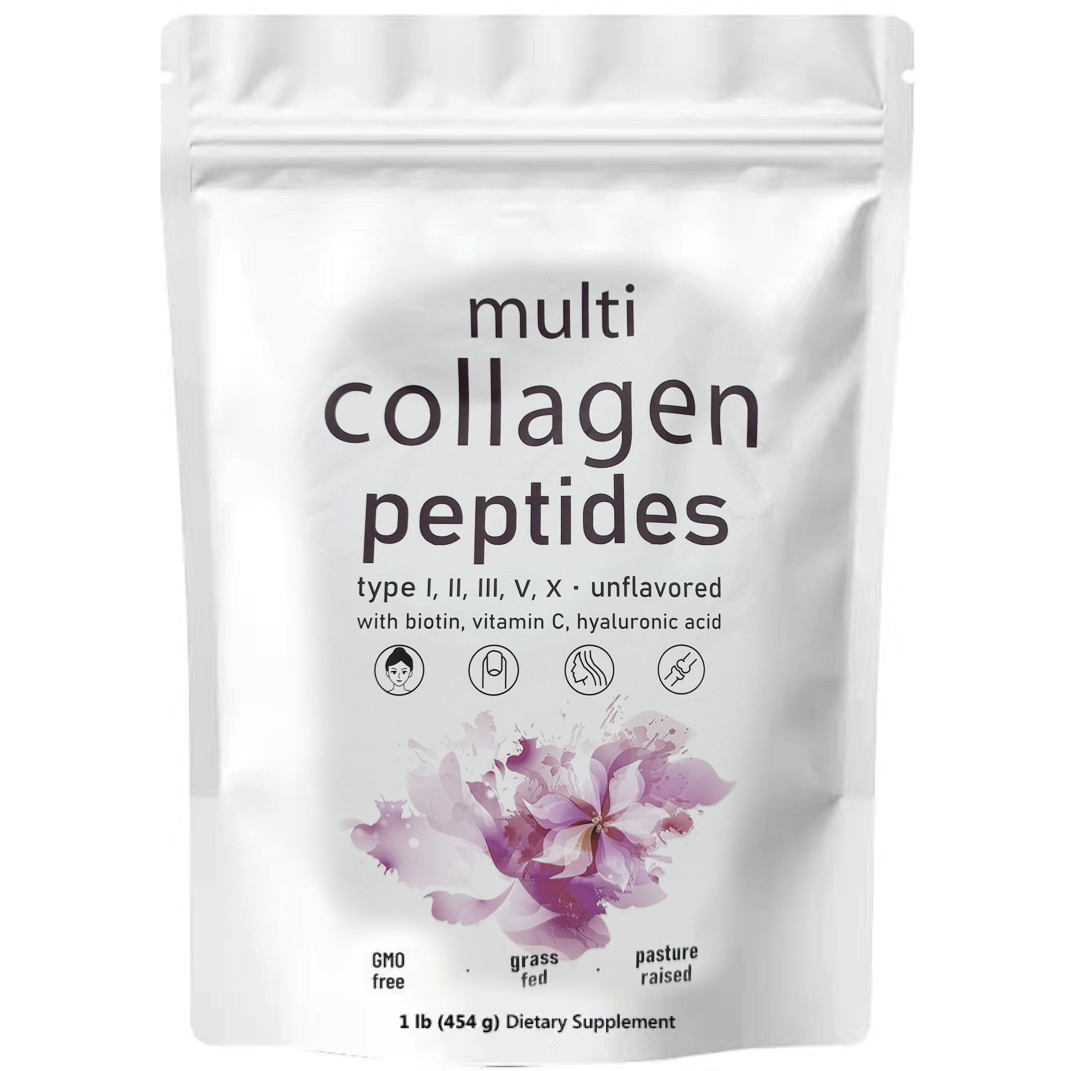 Multi Collagen Peptides Powder, 16 Oz - Hydrolyzed Protein Peptides  Type I,II,III,V,X With Hyaluronic Acid, Biotin & Vitamin C - Unflavored - Keto & Paleo Friendly, Ez Mix In Drinks