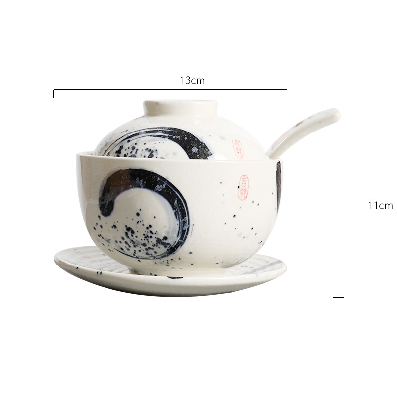 Title 7, Ceramic Stew Pot Bottom Plate Set with Cover an...