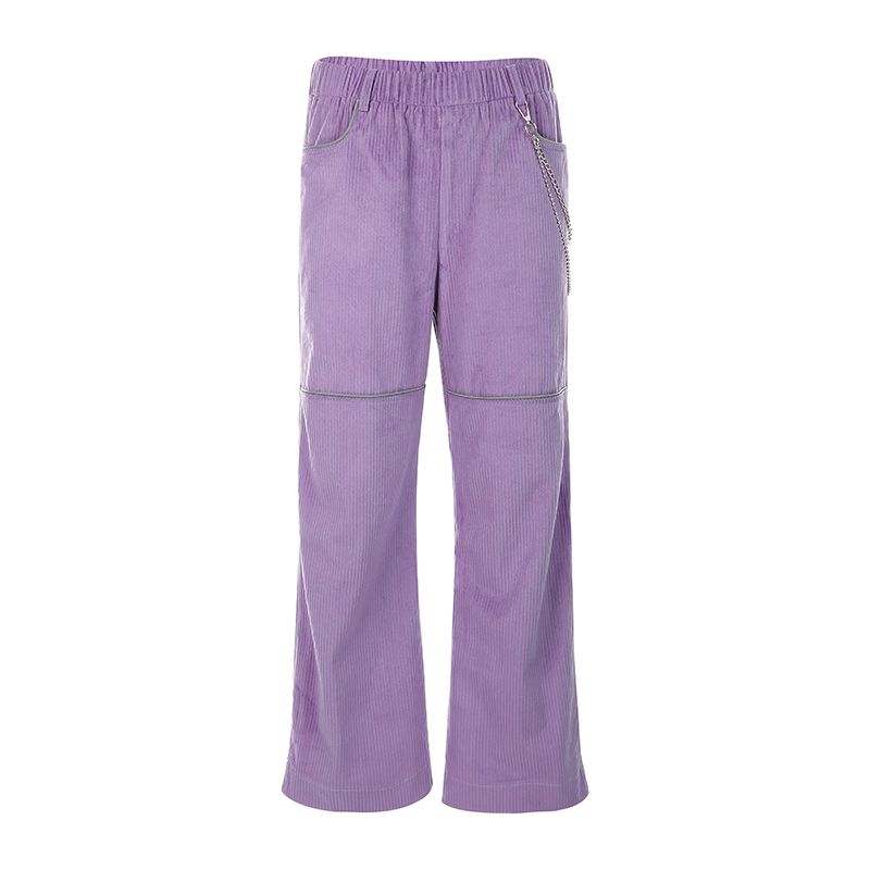 Title 5, LAVENDER REFLECTIVE CHAIN PATCHWORK TROUSERS