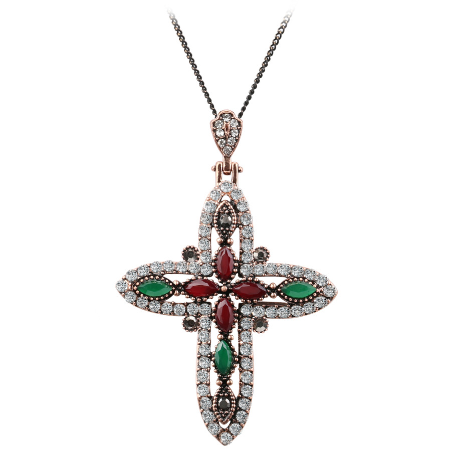 Fashion Cross Necklace Delicate Crystal Inlaid Zircon