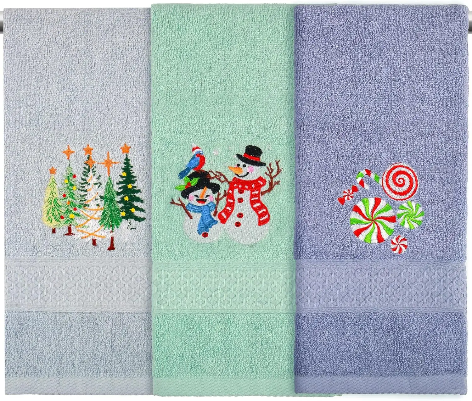 3 Pack Christmas Hand Towels, Cotton Soft