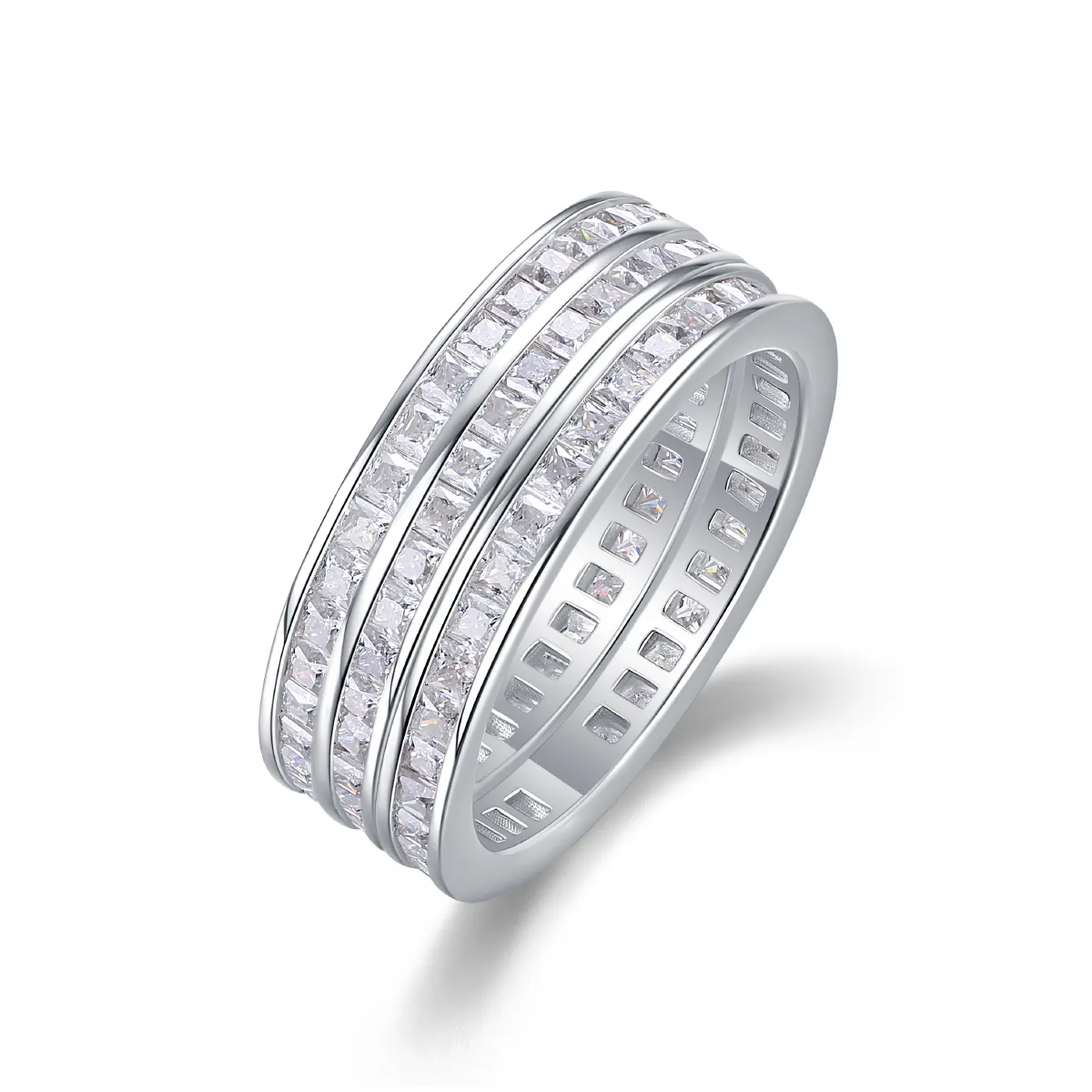S925 Silver 3.9g Platinum Plated Moissanite Eternity