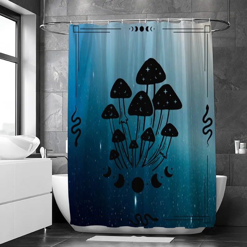 Magic Mushroom Moon Phase Waterproof And Mildew Proof Shower Cloth Bathroom Hanging Curtain - Gtmg40