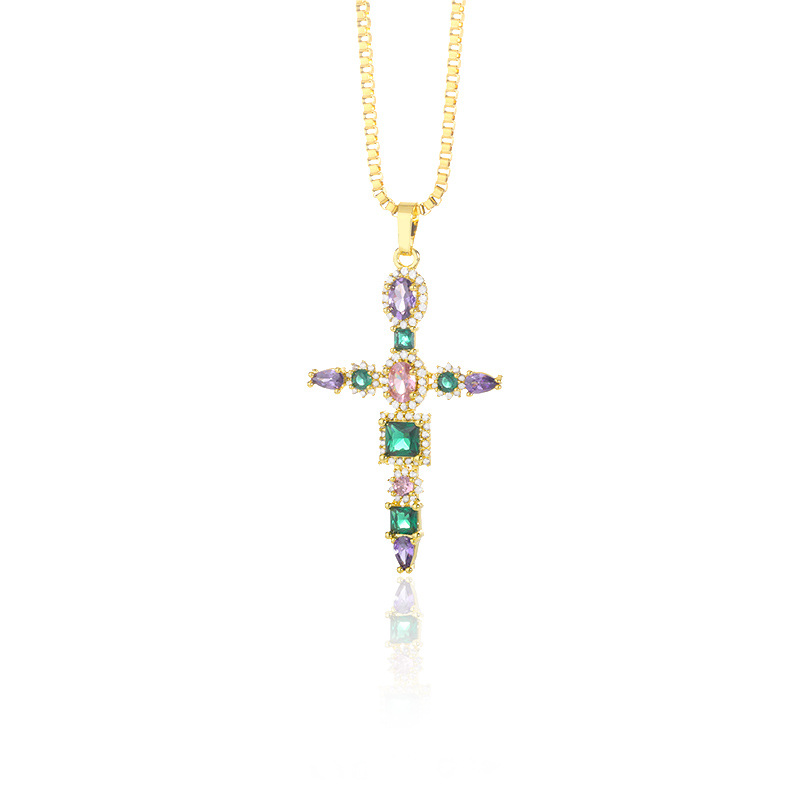Zircon Cross Necklace For Men And Women