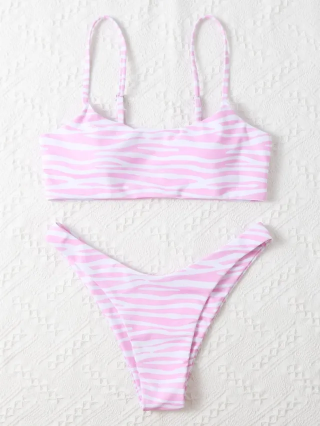 Ladies Fashion Swimwear Two Piece Bikini Pink - Shop at LoveMi