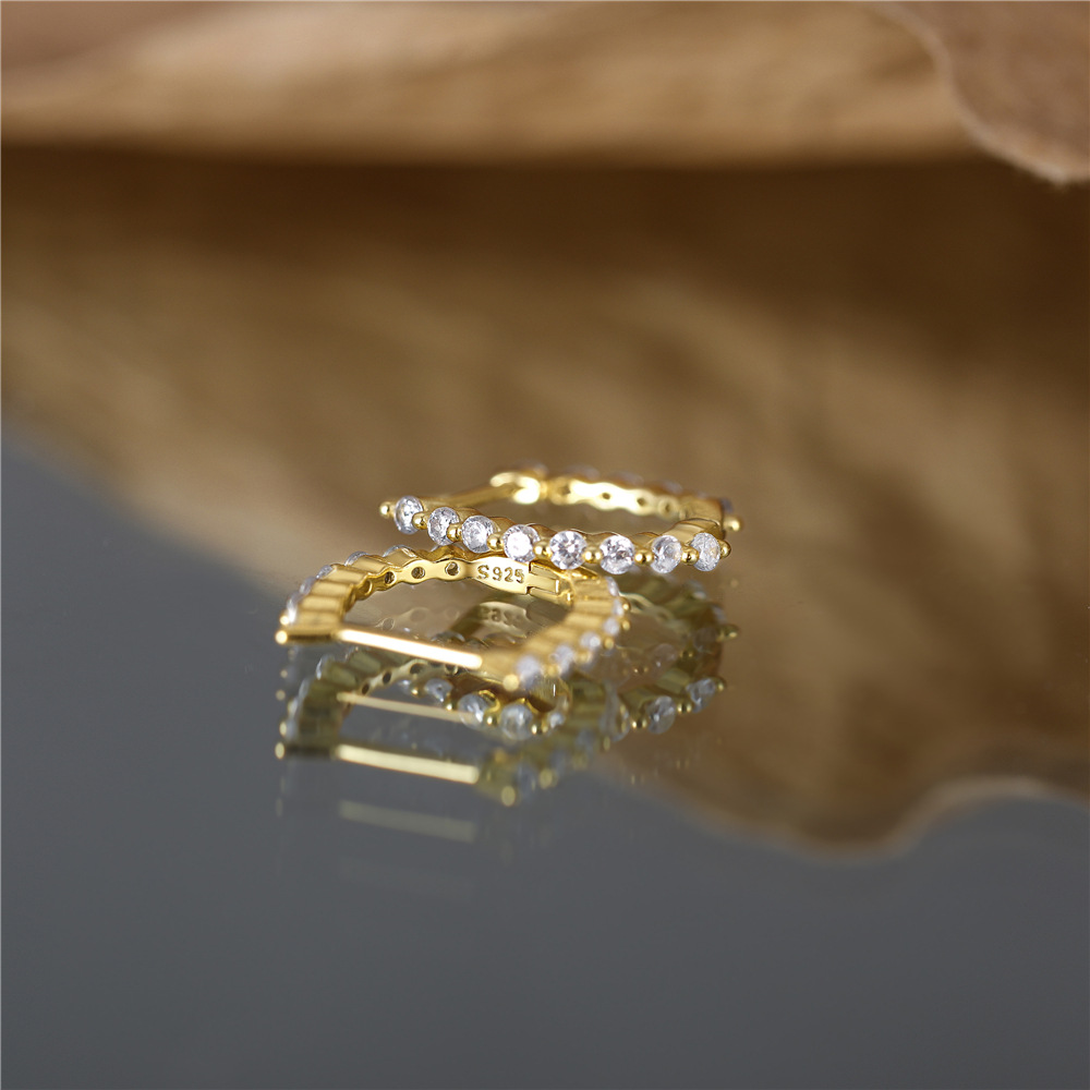 Women's S925 Sterling Silver Geometric Zircon Rhinestone Earrings