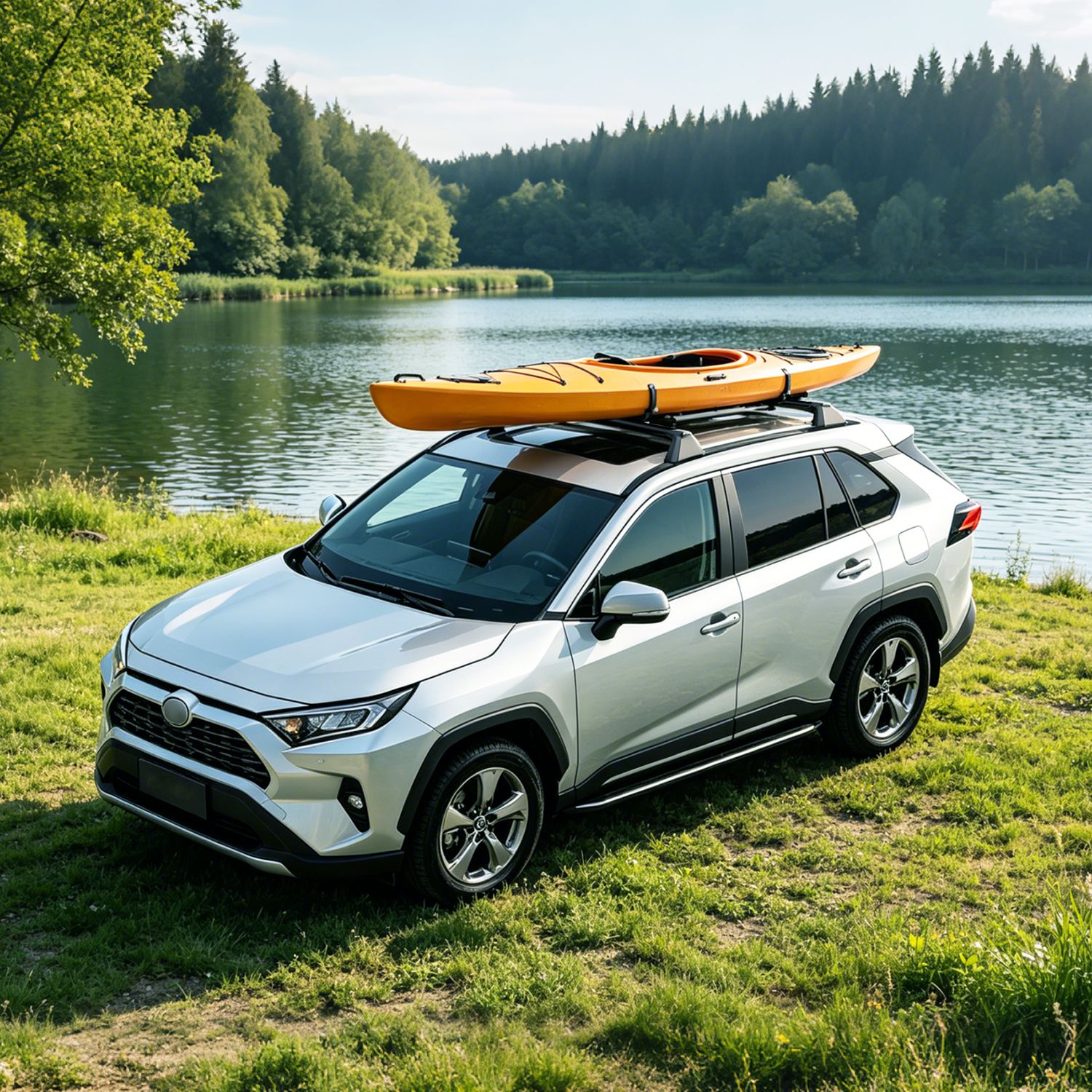 Roof Rack Cross Bars For Fit RAV4 2019-2025 Aluminum Roof Rails Cargo Crossbars For Flush Side Rails Heavy Duty Rooftop Carrier Anti-Theft Lock For Kayak Bike Luggage 260lbs Capacity — foto 3