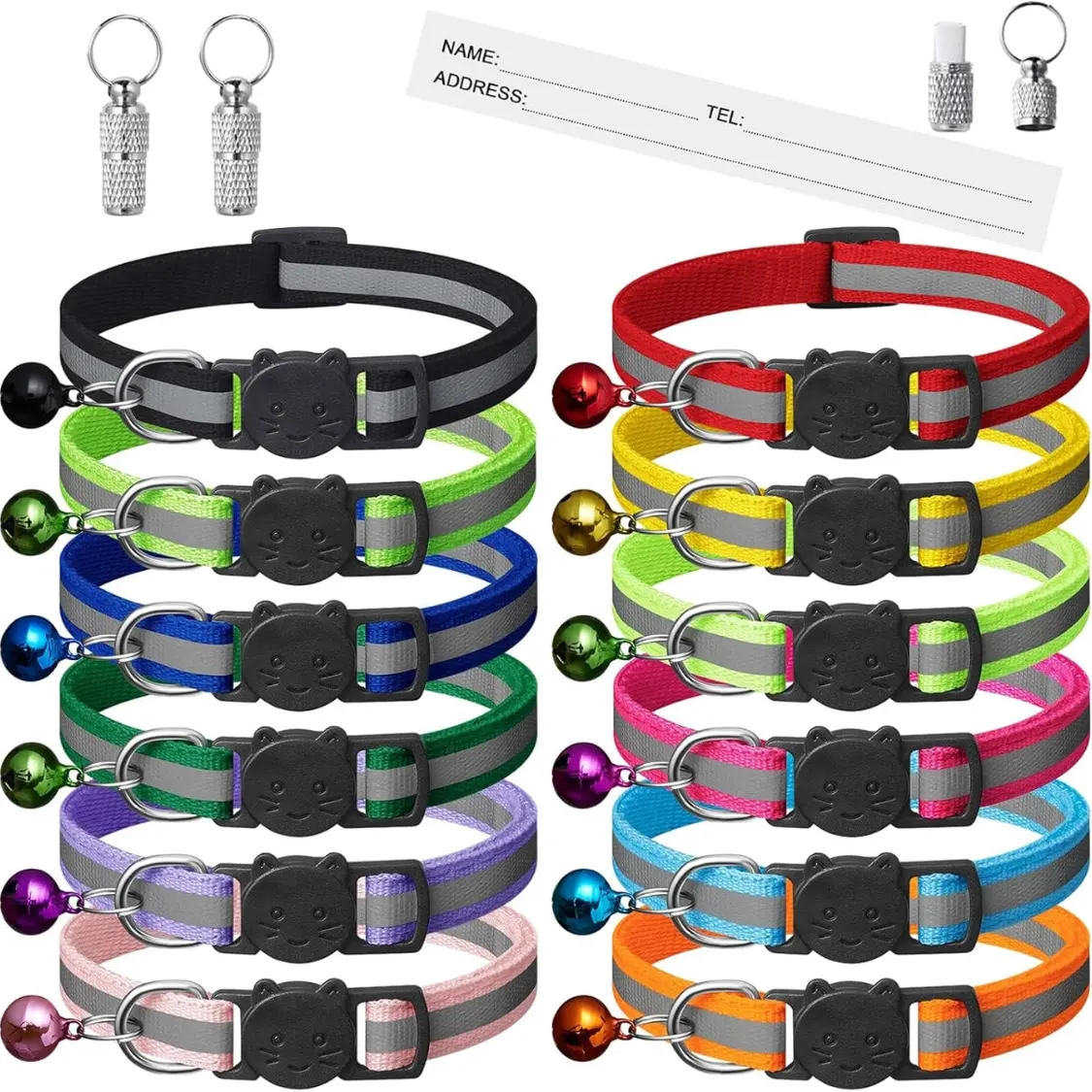 12 Pack Reflective Breakaway Cat Collars