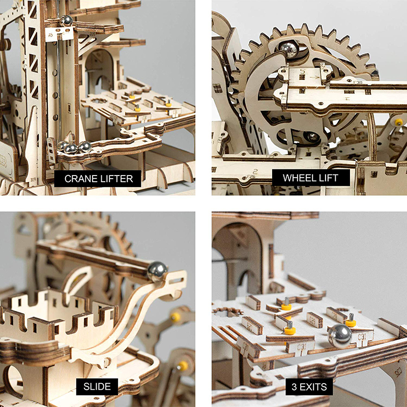 thumbnail image 2 of ROKR DIY Wooden 3D Puzzle Mechanical Model Kit - Roller Coaster Toy For Kids Teens 2 of 6