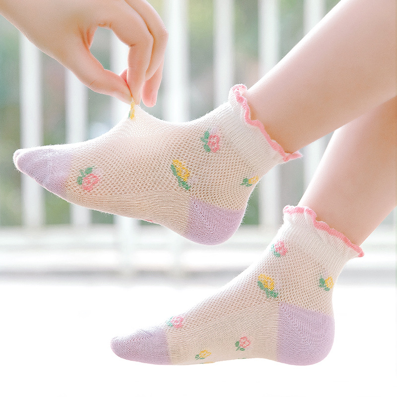 Children's Mesh Girls Lace Breathable Sweat Socks