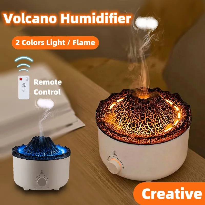 Mute of New Small Simulated Flame Volcano Humidifier Diffuser