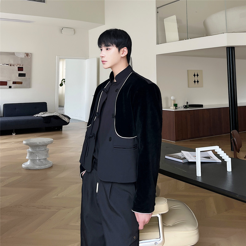 Men's Korean National Style Design Sense Plate Buckle Suit