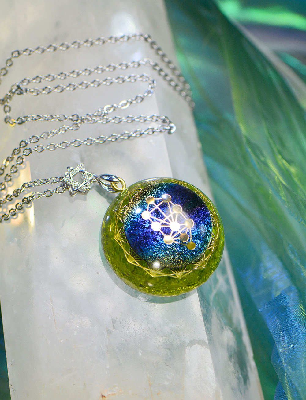 High Frequency Green Crystal Necklace