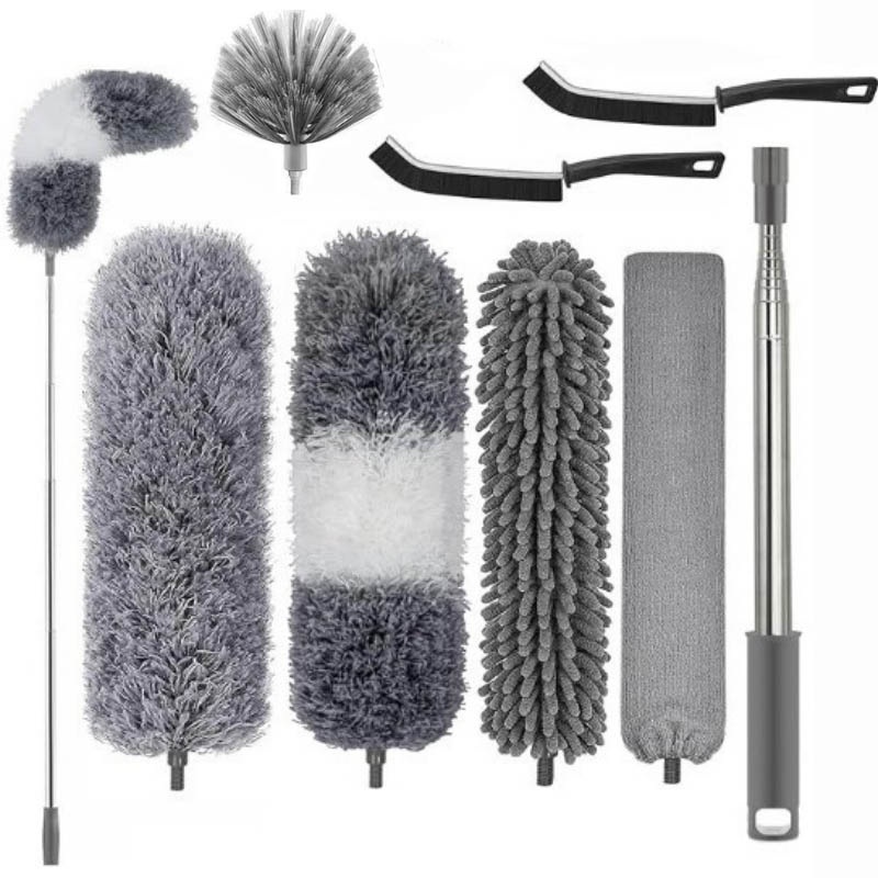 Feather Duster 8 Pack Extendable Bendable Washable Cobweb Brush With Pole