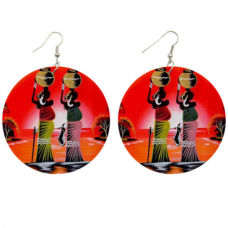 Title 2, African Vintage Wood Earrings Female Handmade U...