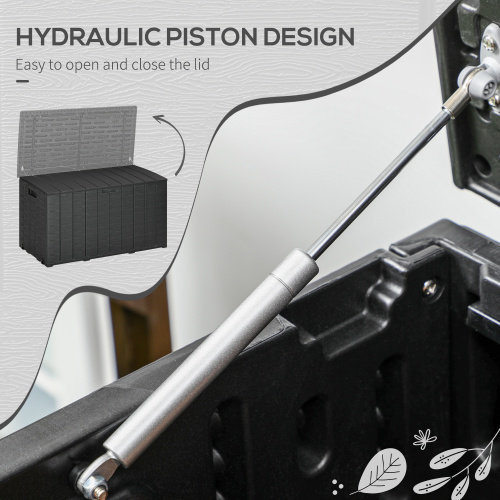 Outsunny 336 Litre Garden Storage Box, Water-resistant Heavy Duty Double Wall Plastic Container, Extra Large Outdoor Garden Furniture Organizer, Deck Cushion Chest With Wheels And Handles, Black - Image 4