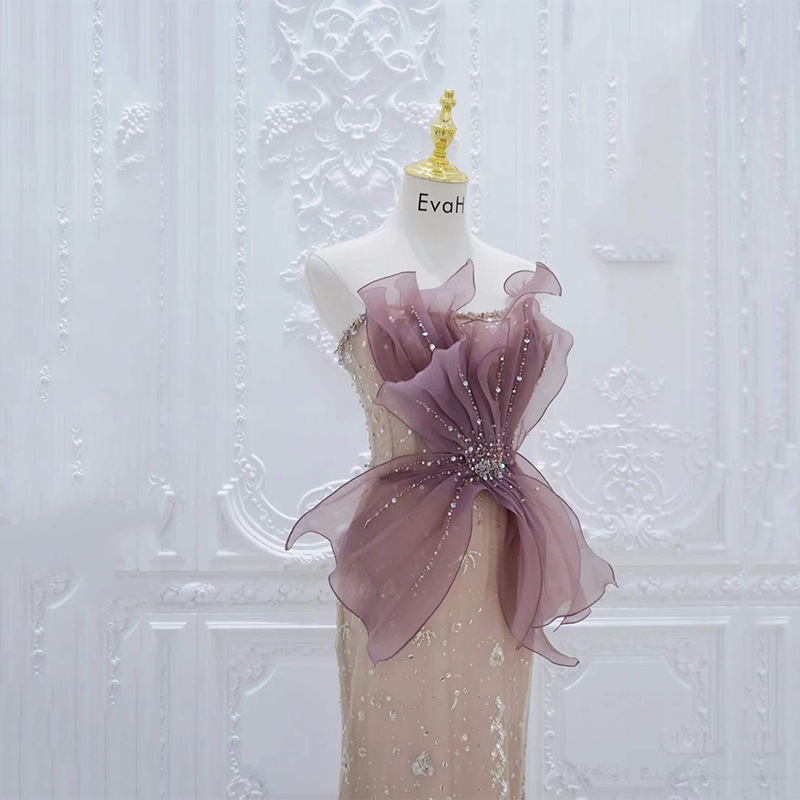 Beaded Champagne Evening Dress, picture 4 of 5